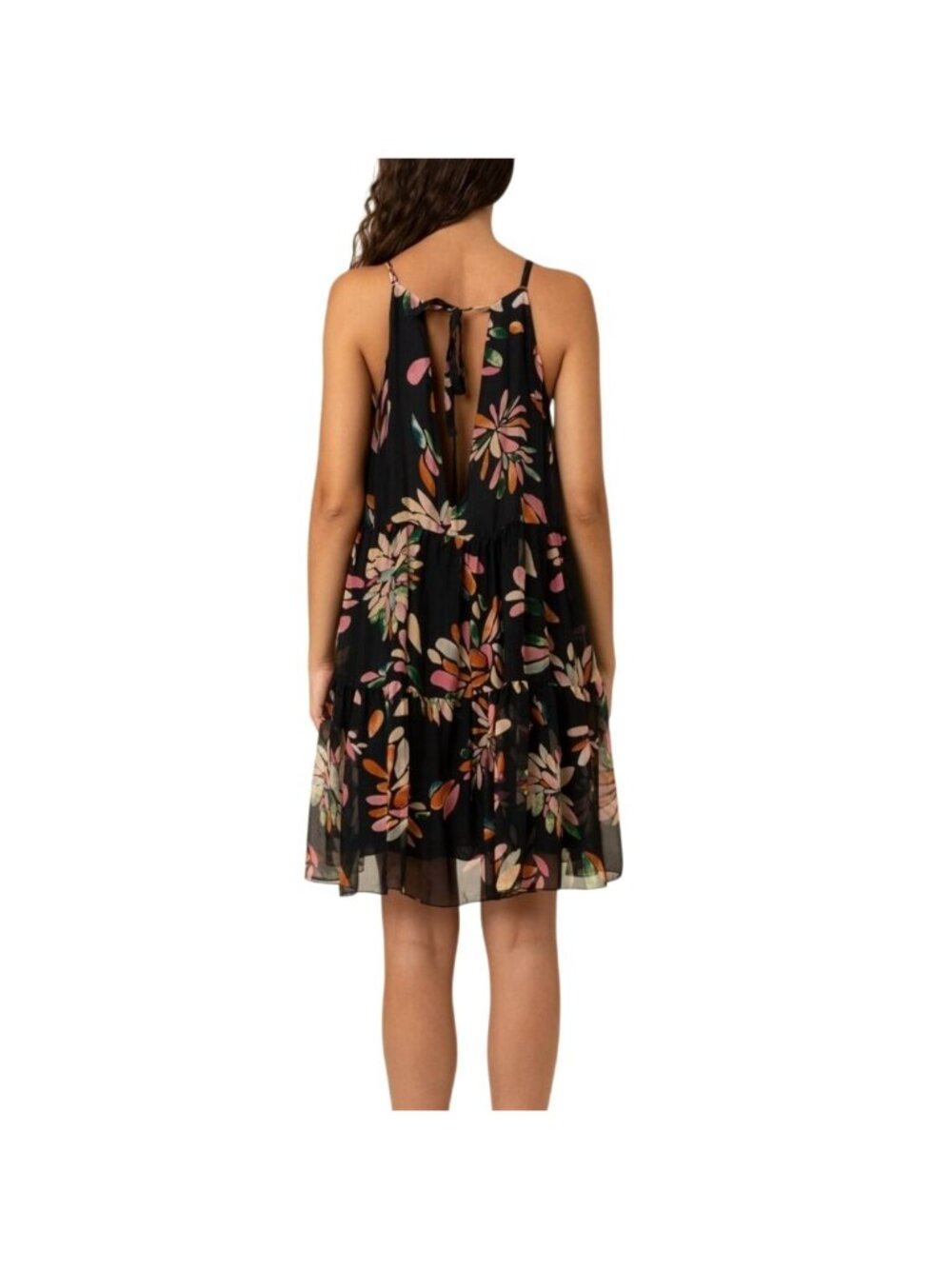 FRNCH Mona Arianna Silk-Blend Mini Tiered Halter Dress Anthropologie Medium - Picture 11 of 13
